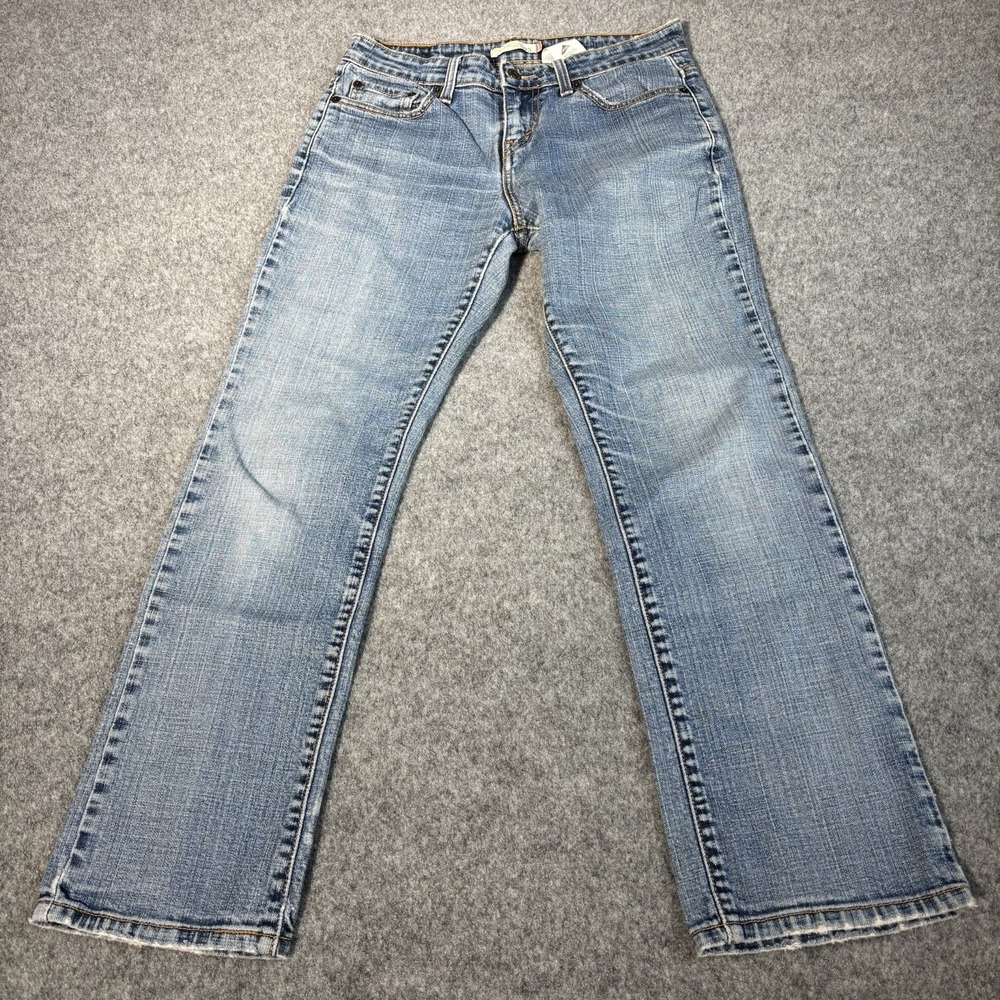 Levis 505 Jeans Women's 4M (Fits‎ 29X27) Straight Leg Y2K Distressed Blue Denim